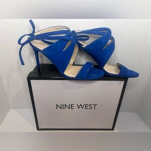 Nine West Sexy Blue Suede ankle tie Heels